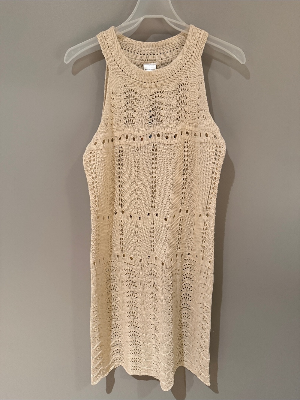 Sleeveless Cream Crochet Swim Coverup Dress